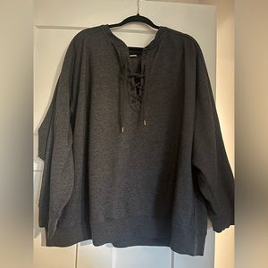 Lace up gray sweatshirt